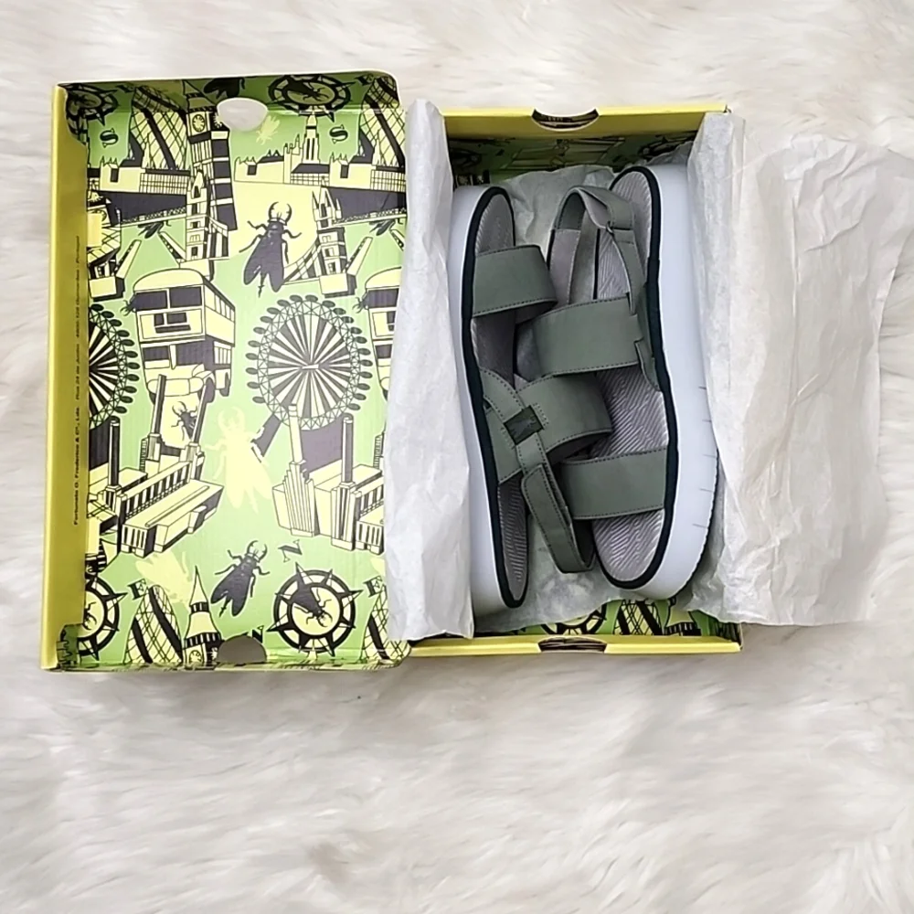 Fly London CURA318FLY Cupido Jade Green Sling-Back Sandals